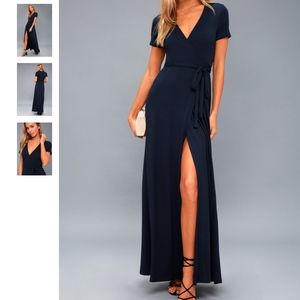 Lulu's Evolve Navy Blue Wrap Maxi Dress